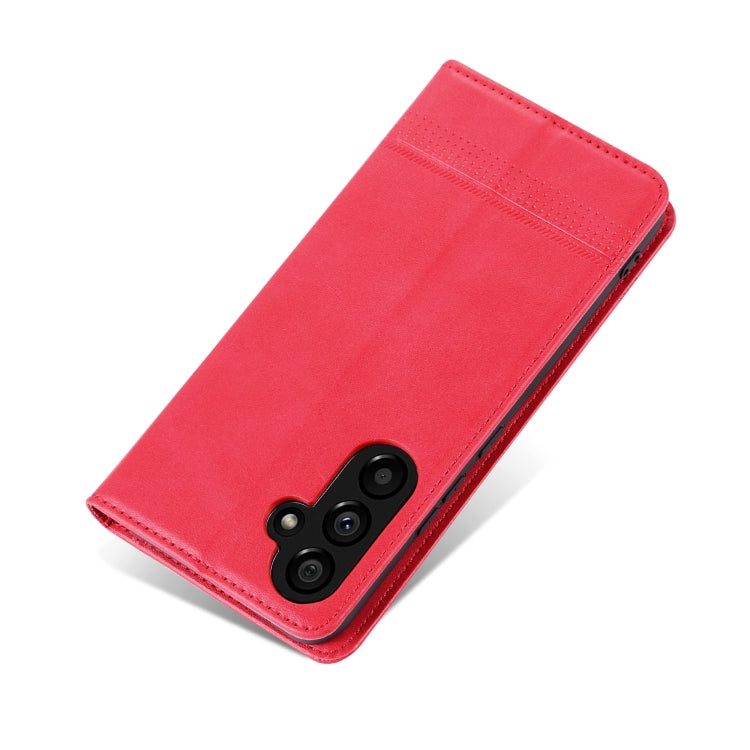 For Samsung Galaxy A35 5G AZNS Magnetic Calf Texture Flip Leather Phone Case(Red)