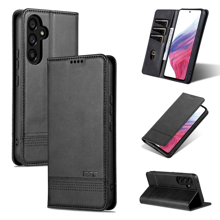 For Samsung Galaxy A35 5G AZNS Magnetic Calf Texture Flip Leather Phone Case(Black)