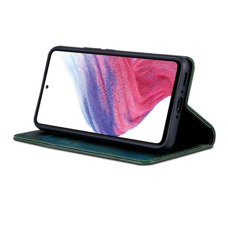 For Samsung Galaxy A35 5G AZNS Magnetic Calf Texture Flip Leather Phone Case(Dark Green)