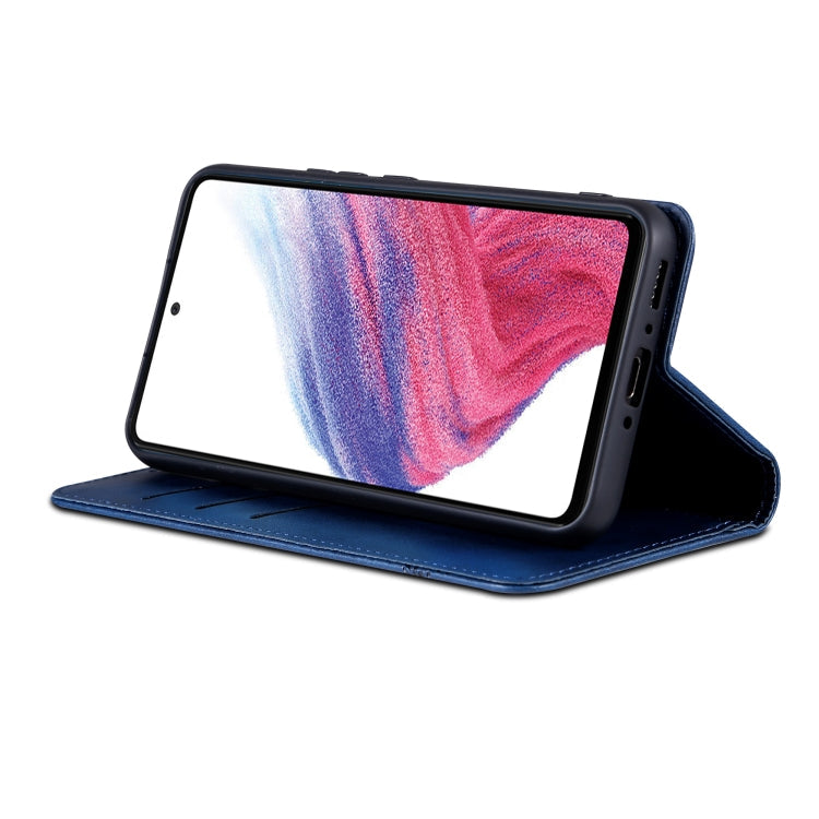 For Samsung Galaxy A35 5G AZNS Magnetic Calf Texture Flip Leather Phone Case(Dark Blue)