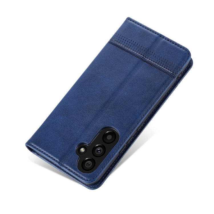 For Samsung Galaxy A35 5G AZNS Magnetic Calf Texture Flip Leather Phone Case(Dark Blue)