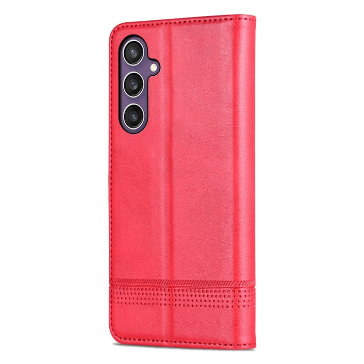 For Samsung Galaxy S24 5G AZNS Magnetic Calf Texture Flip Leather Phone Case(Red)