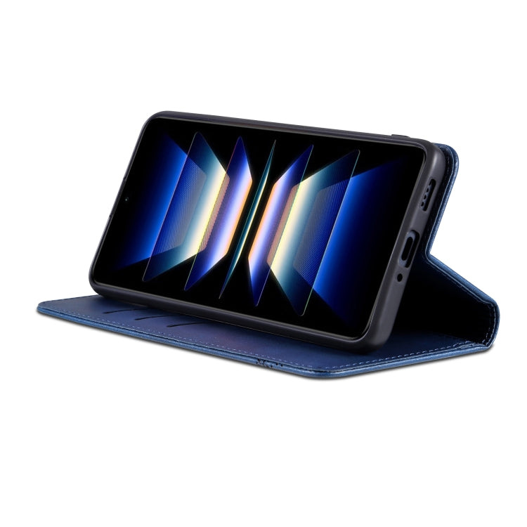 For Samsung Galaxy S24+ 5G AZNS Magnetic Calf Texture Flip Leather Phone Case(Dark Blue)