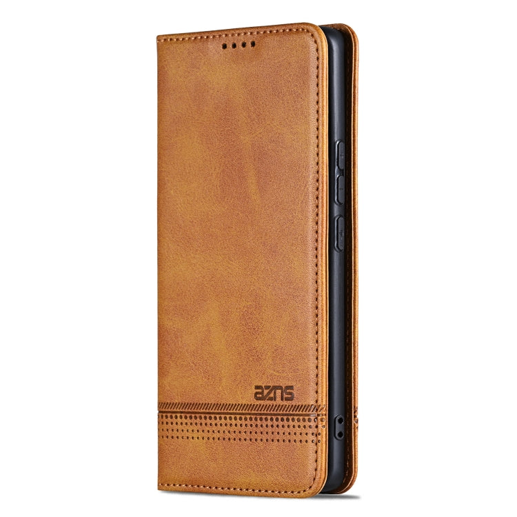 For Samsung Galaxy S24+ 5G AZNS Magnetic Calf Texture Flip Leather Phone Case(Light Brown)