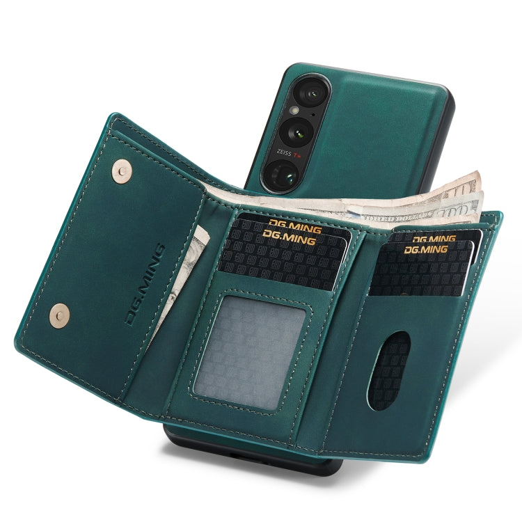 For Sony Xperia 1 VI DG.MING M1 Series 3-Fold Multi Card Wallet + Magnetic Phone Case(Green)