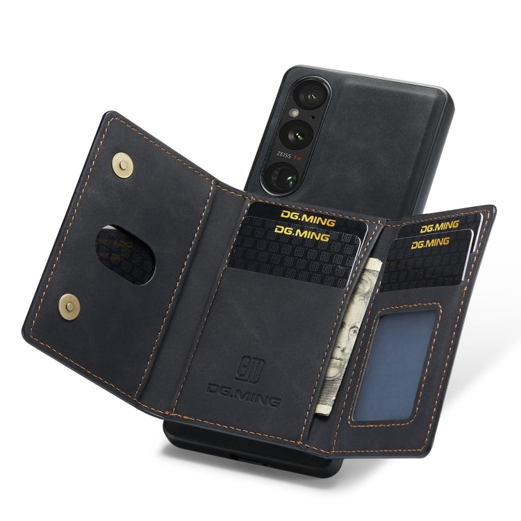 For Sony Xperia 1 VI DG.MING M2 Series 3-Fold Multi Card Bag + Magnetic Phone Case(Black)