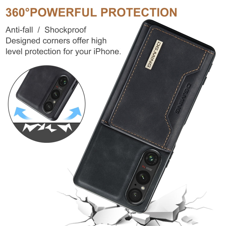 For Sony Xperia 1 VI DG.MING M2 Series 3-Fold Multi Card Bag + Magnetic Phone Case(Black)