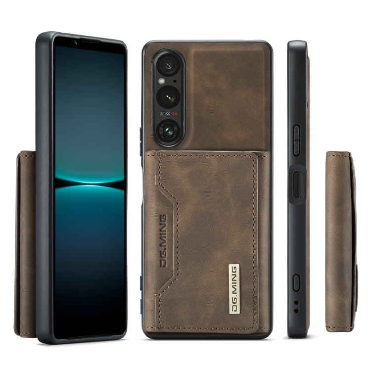 For Sony Xperia 1 VI DG.MING M2 Series 3-Fold Multi Card Bag + Magnetic Phone Case(Coffee)