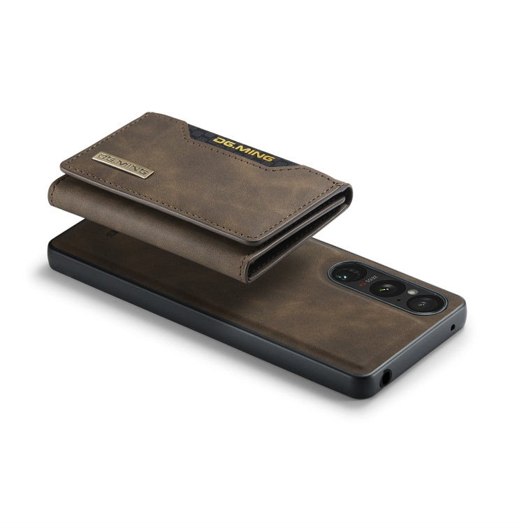 For Sony Xperia 1 VI DG.MING M2 Series 3-Fold Multi Card Bag + Magnetic Phone Case(Coffee)