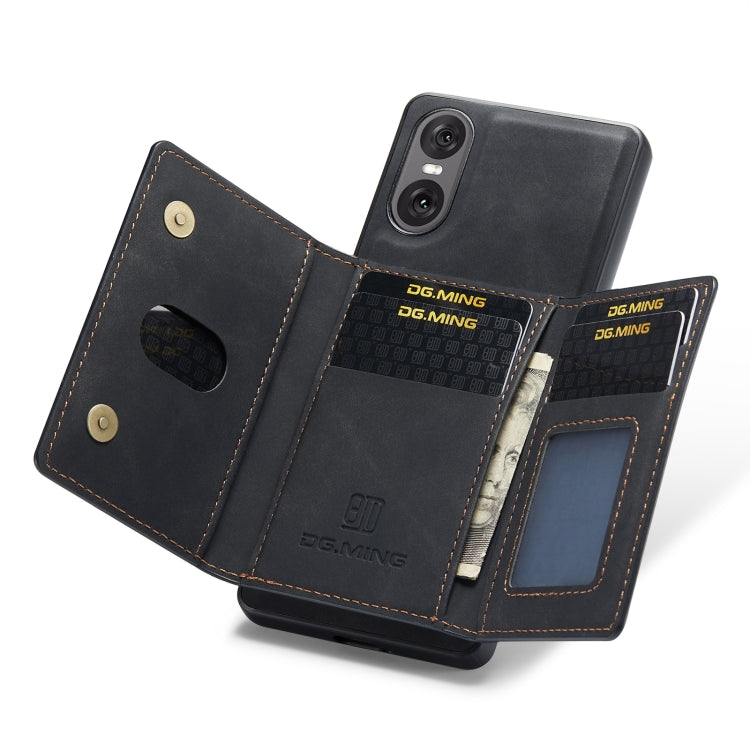 For Sony Xperia 10 VI DG.MING M2 Series 3-Fold Multi Card Bag + Magnetic Phone Case(Black)