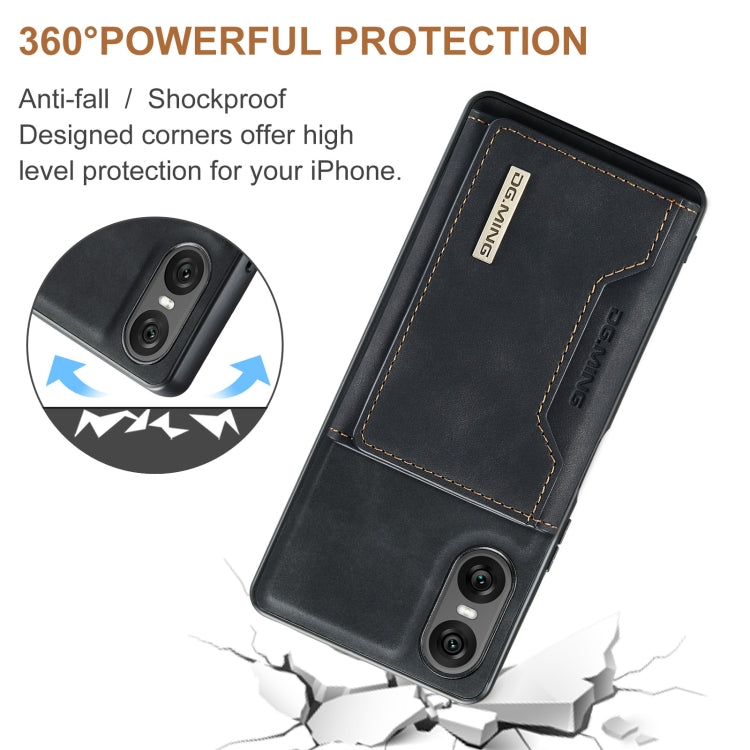 For Sony Xperia 10 VI DG.MING M2 Series 3-Fold Multi Card Bag + Magnetic Phone Case(Black)