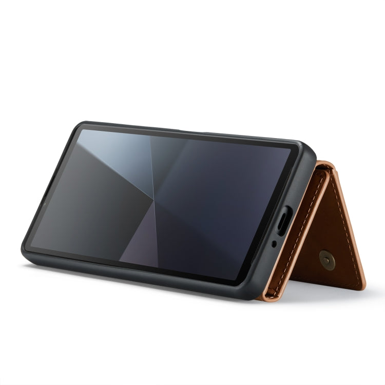 For Sony Xperia 10 VI DG.MING M2 Series 3-Fold Multi Card Bag + Magnetic Phone Case(Brown)