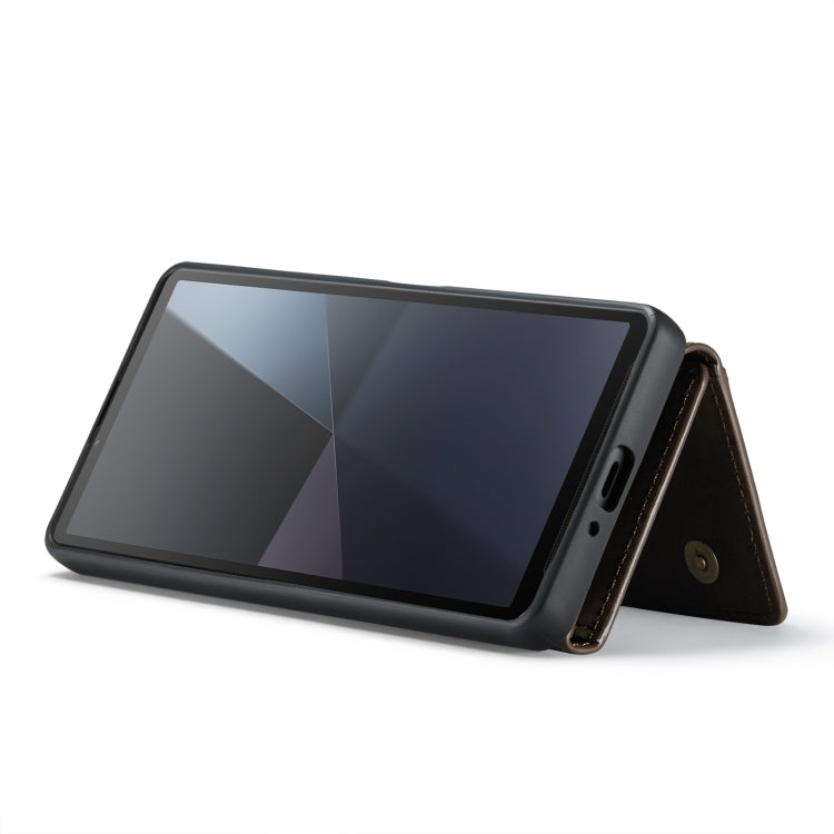 For Sony Xperia 10 VI DG.MING M2 Series 3-Fold Multi Card Bag + Magnetic Phone Case(Coffee)