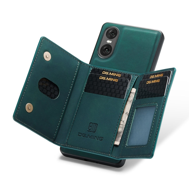 For Sony Xperia 10 VI DG.MING M2 Series 3-Fold Multi Card Bag + Magnetic Phone Case(Green)