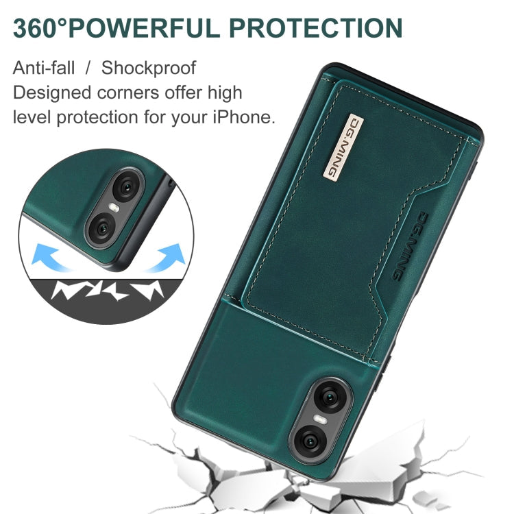 For Sony Xperia 10 VI DG.MING M2 Series 3-Fold Multi Card Bag + Magnetic Phone Case(Green)