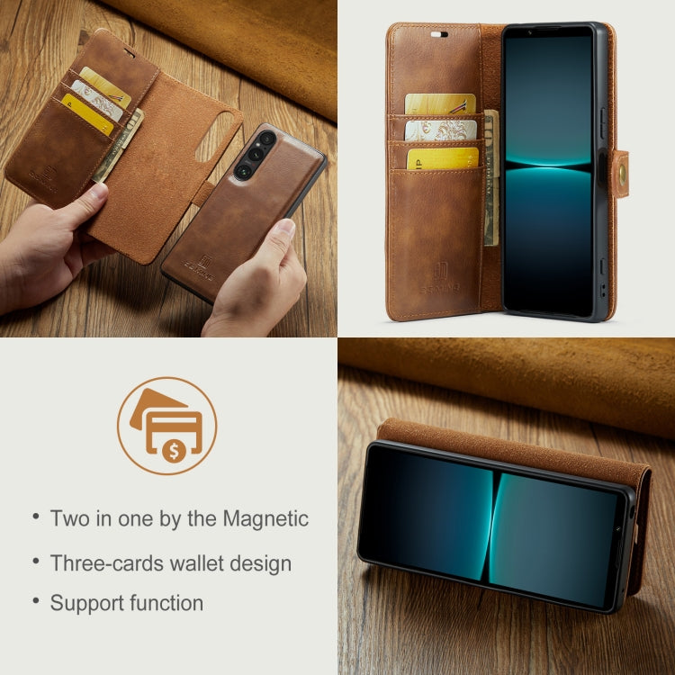 For Sony Xperia 1 VI DG.MING Crazy Horse Texture Detachable Magnetic Leather Phone Case(Brown)
