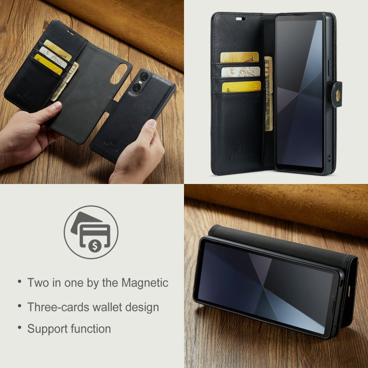 For Sony Xperia 10 VI DG.MING Crazy Horse Texture Detachable Magnetic Leather Phone Case(Black)