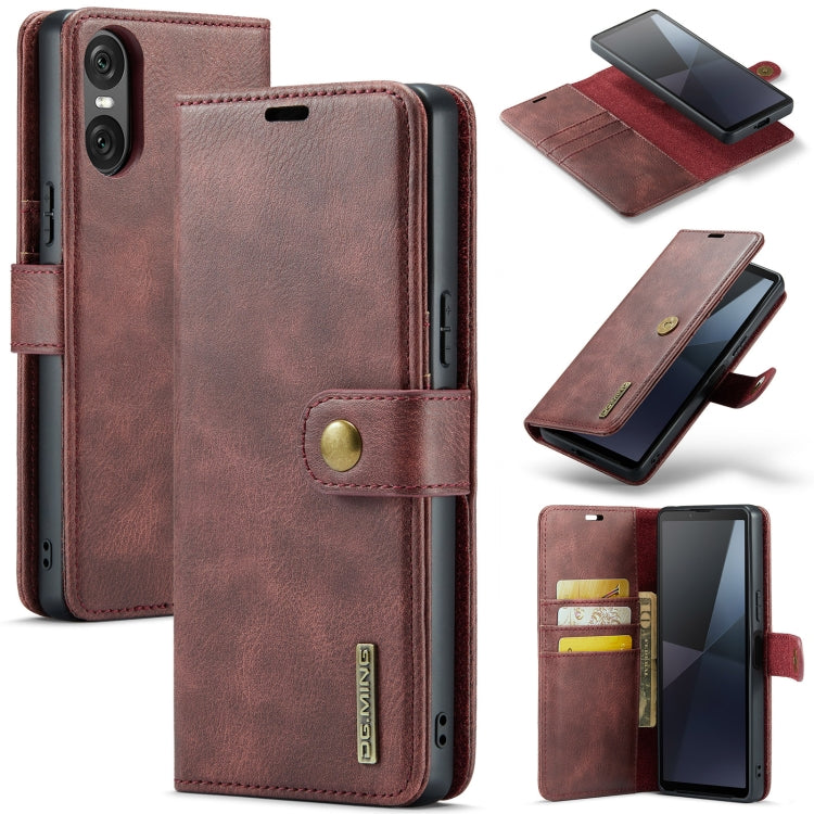 For Sony Xperia 10 VI DG.MING Crazy Horse Texture Detachable Magnetic Leather Phone Case(Red)
