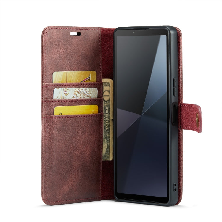 For Sony Xperia 10 VI DG.MING Crazy Horse Texture Detachable Magnetic Leather Phone Case(Red)