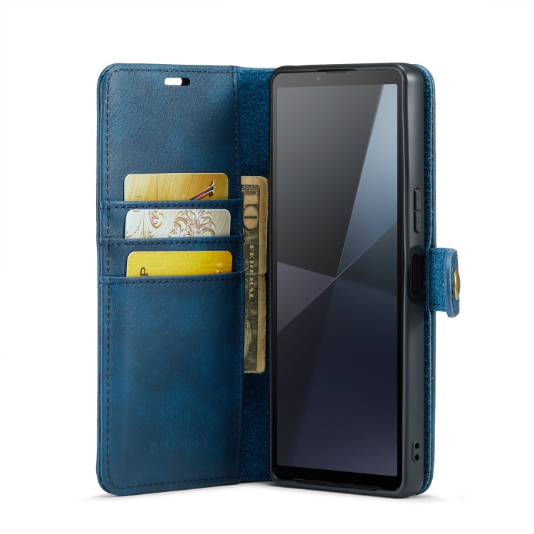 For Sony Xperia 10 VI DG.MING Crazy Horse Texture Detachable Magnetic Leather Phone Case(Blue)