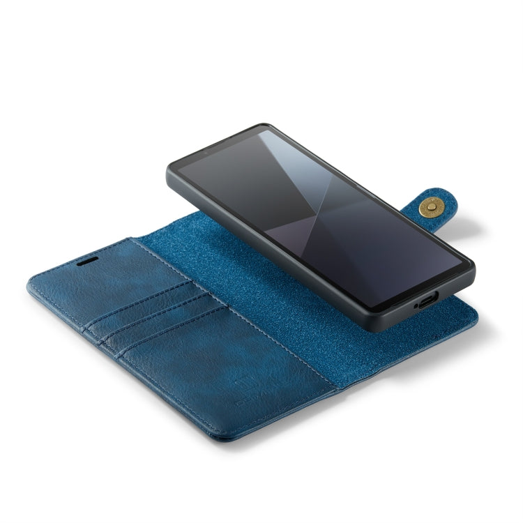 For Sony Xperia 10 VI DG.MING Crazy Horse Texture Detachable Magnetic Leather Phone Case(Blue)