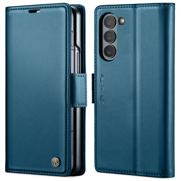 For Samsung Galaxy Z Fold6 5G CaseMe 023 Butterfly Buckle Litchi Texture RFID Anti-theft Leather Phone Case(Blue)