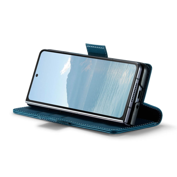 For Samsung Galaxy Z Fold6 5G CaseMe 023 Butterfly Buckle Litchi Texture RFID Anti-theft Leather Phone Case(Blue)