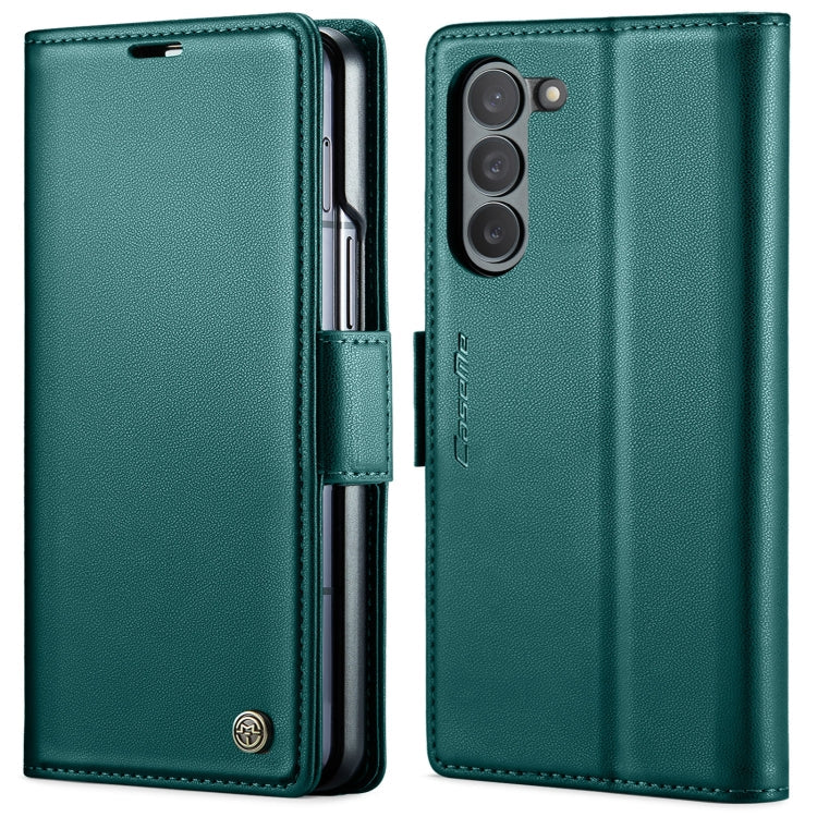 For Samsung Galaxy Z Fold6 5G CaseMe 023 Butterfly Buckle Litchi Texture RFID Anti-theft Leather Phone Case(Pearly Blue)