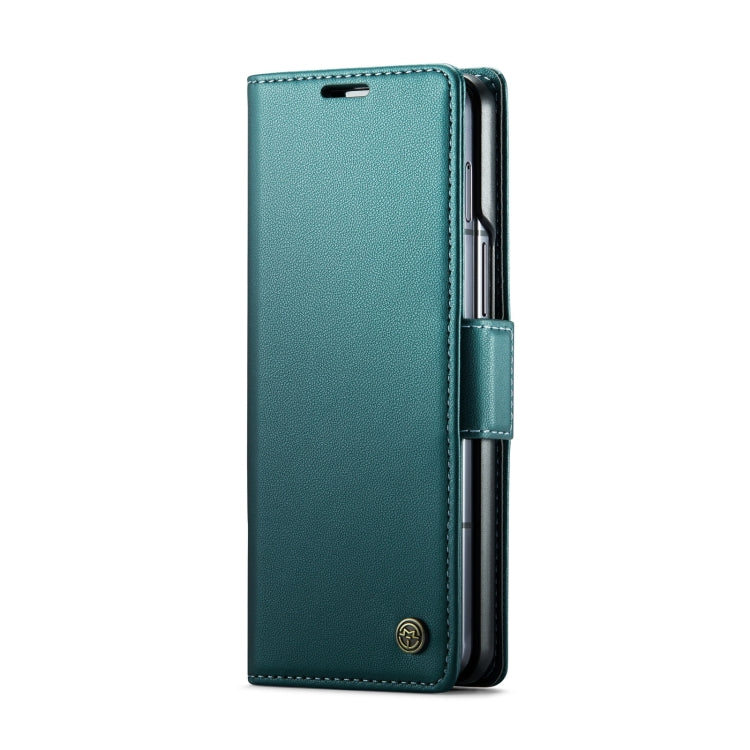 For Samsung Galaxy Z Fold6 5G CaseMe 023 Butterfly Buckle Litchi Texture RFID Anti-theft Leather Phone Case(Pearly Blue)