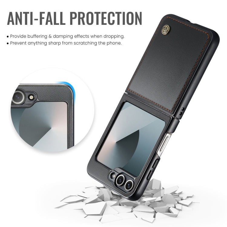 For Samsung Galaxy Z Flip6 / Flip7 FE CaseMe 023 Butterfly Buckle Litchi Texture RFID Anti-theft Leather Phone Case(Black)