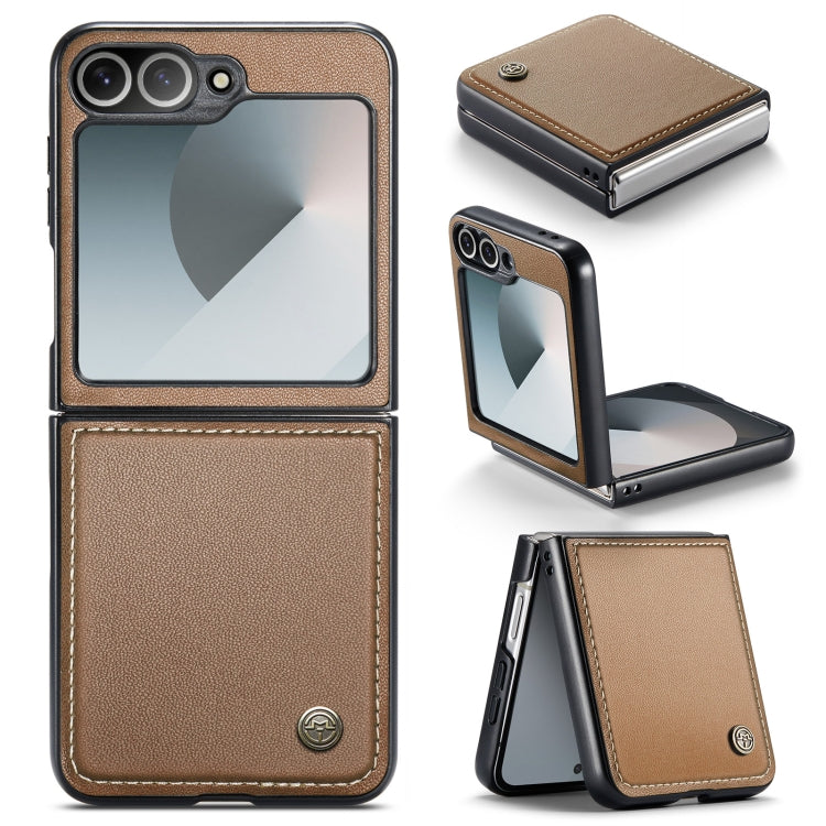 For Samsung Galaxy Z Flip6 / Flip7 FE CaseMe 023 Butterfly Buckle Litchi Texture RFID Anti-theft Leather Phone Case(Brown)