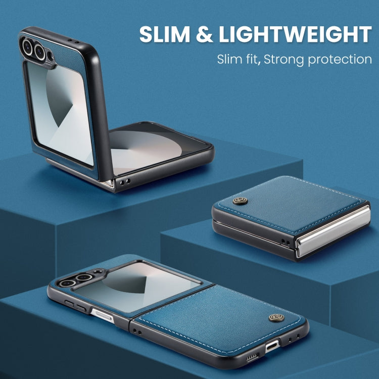 For Samsung Galaxy Z Flip6 / Flip7 FE CaseMe 023 Butterfly Buckle Litchi Texture RFID Anti-theft Leather Phone Case(Blue)