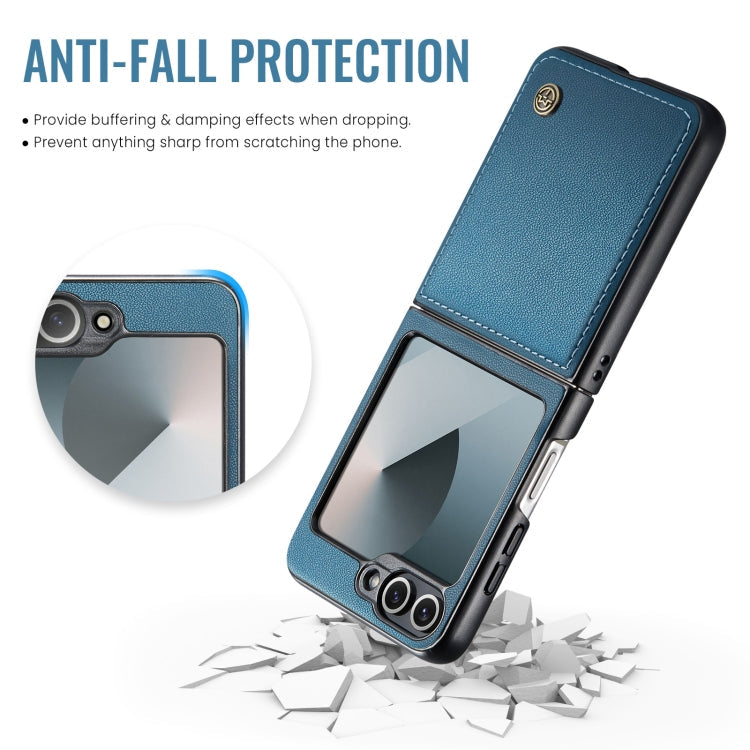For Samsung Galaxy Z Flip6 / Flip7 FE CaseMe 023 Butterfly Buckle Litchi Texture RFID Anti-theft Leather Phone Case(Blue)