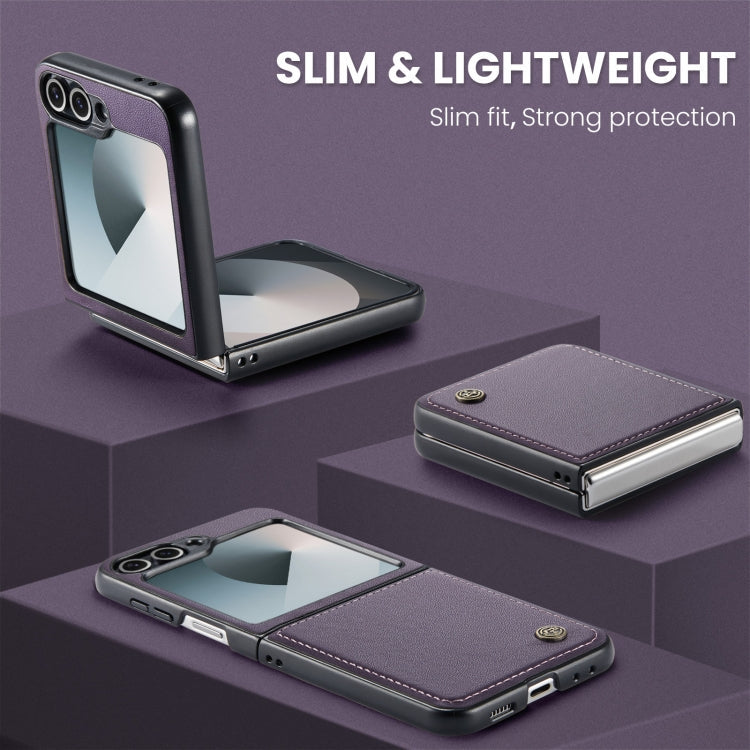For Samsung Galaxy Z Flip6 / Flip7 FE CaseMe 023 Butterfly Buckle Litchi Texture RFID Anti-theft Leather Phone Case(Pearly Purple)