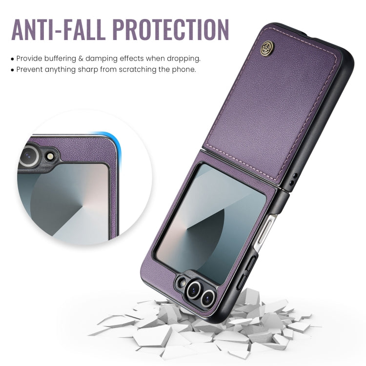 For Samsung Galaxy Z Flip6 / Flip7 FE CaseMe 023 Butterfly Buckle Litchi Texture RFID Anti-theft Leather Phone Case(Pearly Purple)