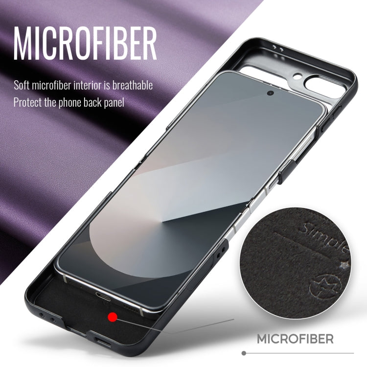 For Samsung Galaxy Z Flip6 / Flip7 FE CaseMe 023 Butterfly Buckle Litchi Texture RFID Anti-theft Leather Phone Case(Pearly Purple)