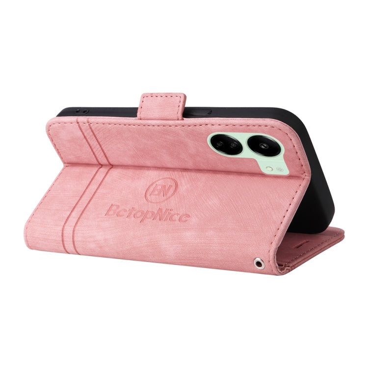 For Xiaomi Redmi 13C 4G / 5G BETOPNICE Dual-side Buckle Leather Phone Case(Pink)