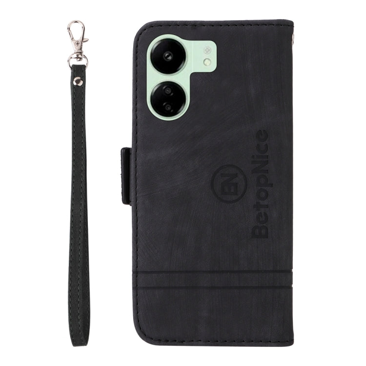 For Xiaomi Redmi 13C 4G / 5G BETOPNICE Dual-side Buckle Leather Phone Case(Black)