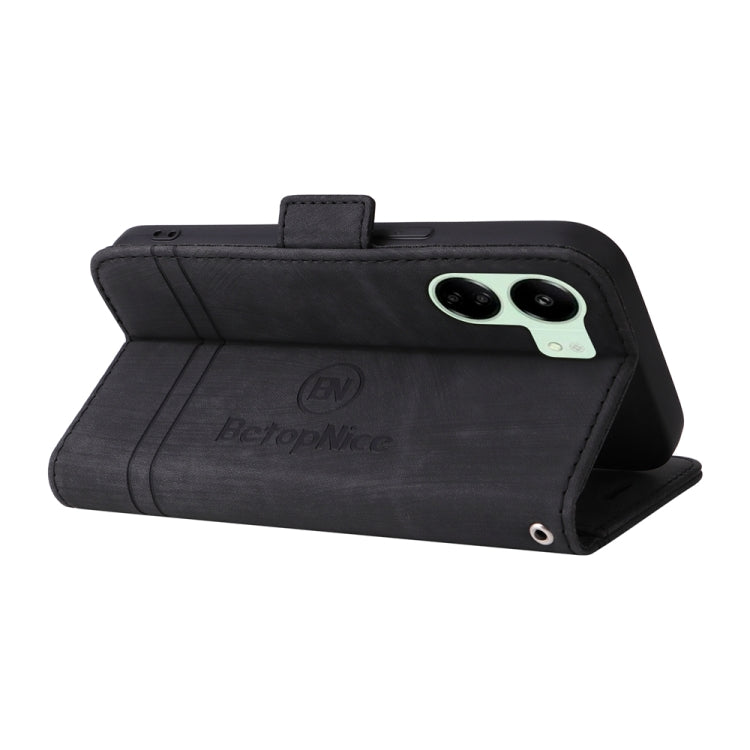 For Xiaomi Redmi 13C 4G / 5G BETOPNICE Dual-side Buckle Leather Phone Case(Black)