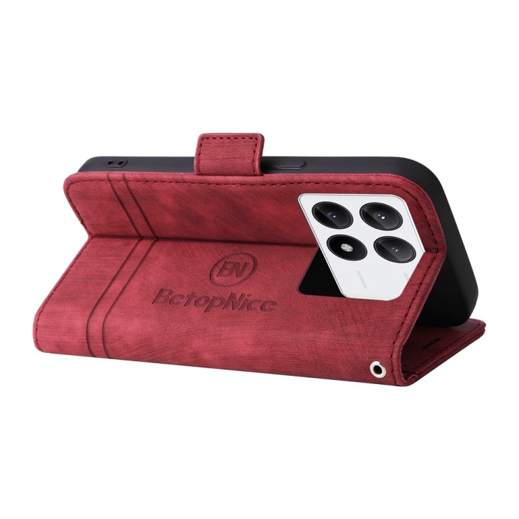 For Xiaomi Poco X6 Pro / Redmi K70E 5G BETOPNICE Dual-side Buckle Leather Phone Case(Red)