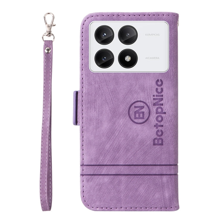 For Xiaomi Poco X6 Pro / Redmi K70E 5G BETOPNICE Dual-side Buckle Leather Phone Case(Purple)