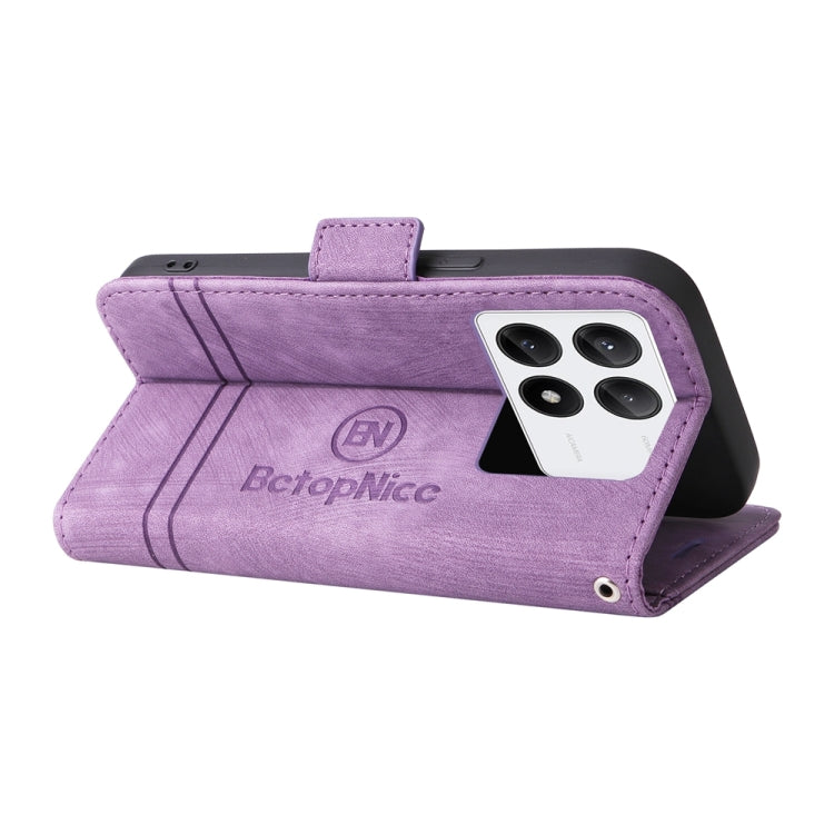 For Xiaomi Poco X6 Pro / Redmi K70E 5G BETOPNICE Dual-side Buckle Leather Phone Case(Purple)