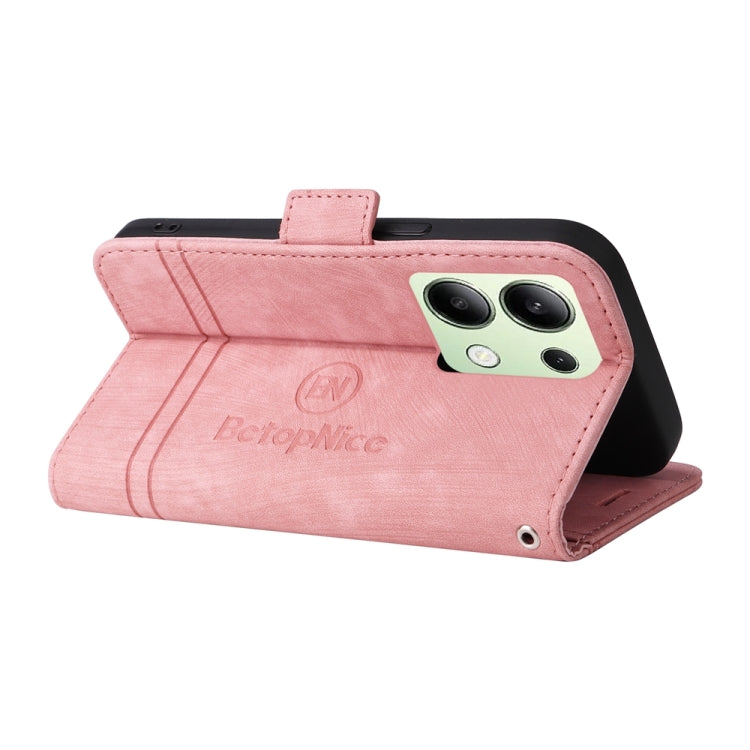 For Xiaomi Redmi Note 13 4G BETOPNICE Dual-side Buckle Leather Phone Case(Pink)