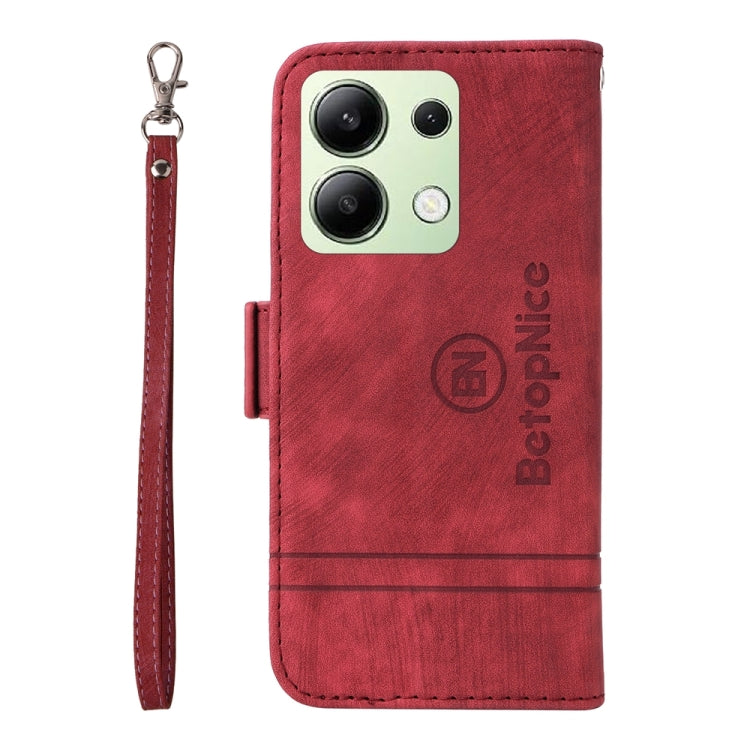 For Xiaomi Redmi Note 13 4G BETOPNICE Dual-side Buckle Leather Phone Case(Red)