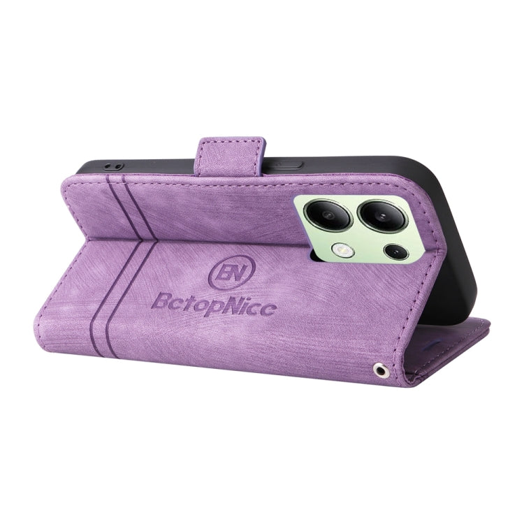 For Xiaomi Redmi Note 13 4G BETOPNICE Dual-side Buckle Leather Phone Case(Purple)