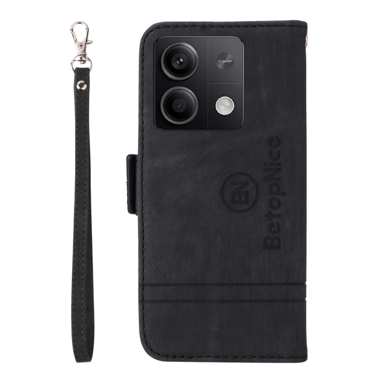 For Xiaomi Redmi Note 13 5G Global BETOPNICE Dual-side Buckle Leather Phone Case(Black)
