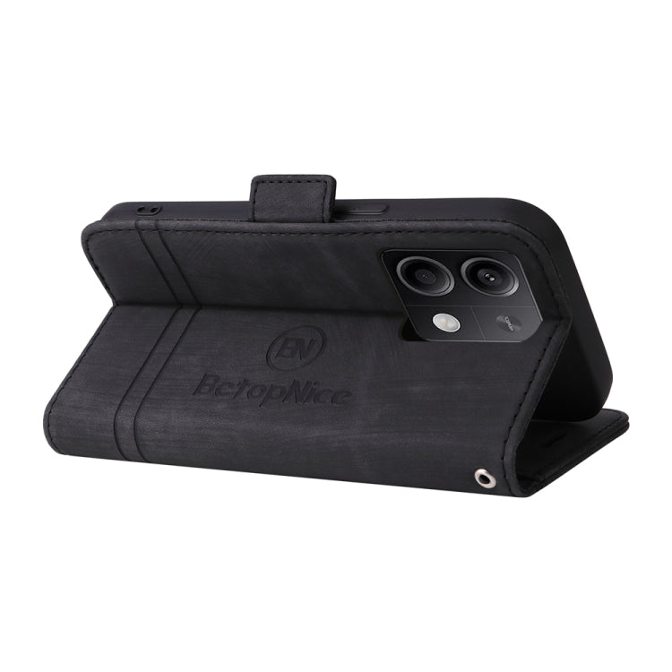 For Xiaomi Redmi Note 13 5G Global BETOPNICE Dual-side Buckle Leather Phone Case(Black)
