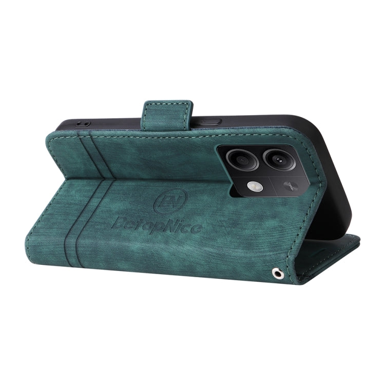 For Xiaomi Redmi Note 13 5G Global BETOPNICE Dual-side Buckle Leather Phone Case(Green)