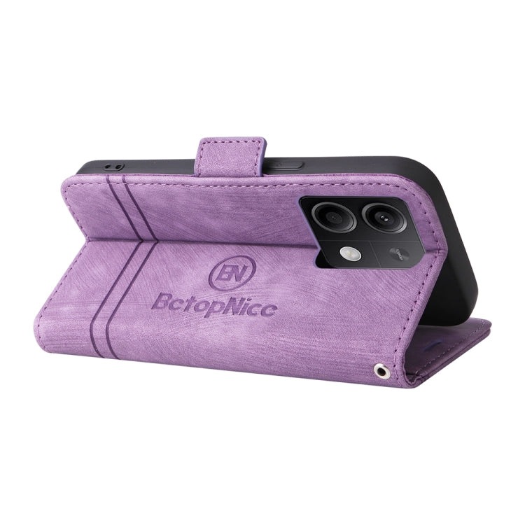 For Xiaomi Redmi Note 13 5G Global BETOPNICE Dual-side Buckle Leather Phone Case(Purple)