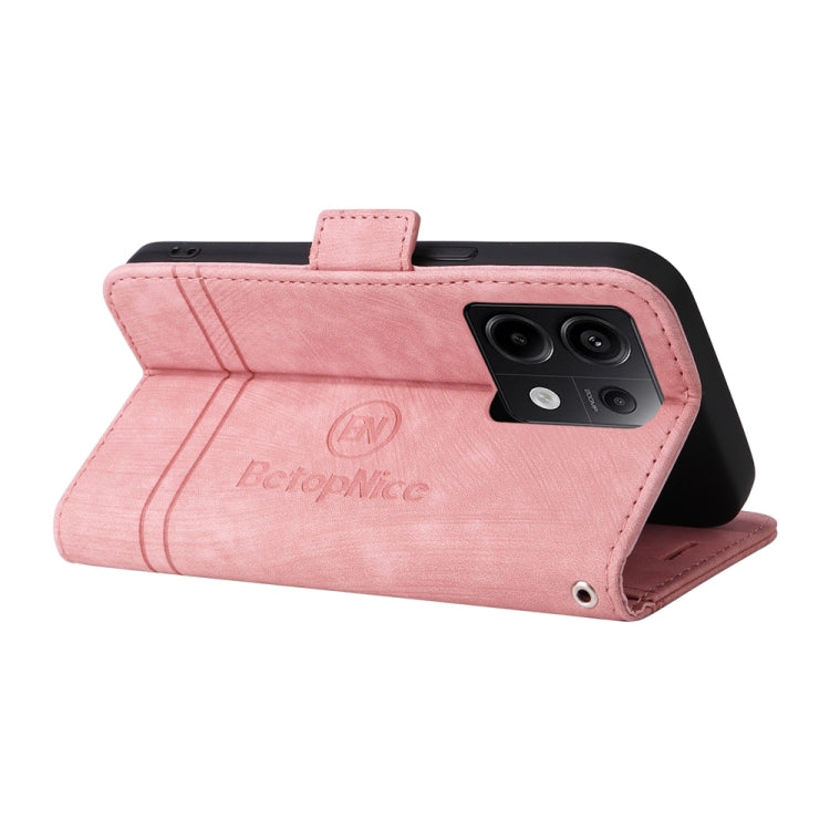 For Xiaomi Poco X6 5G / Redmi Note 13 Pro 5G Global BETOPNICE Dual-side Buckle Leather Phone Case(Pink)